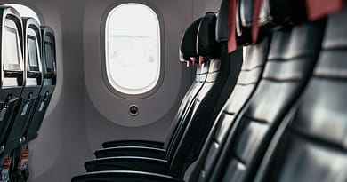 Empty passenger seats inside aircarft
