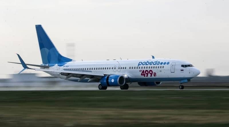 Pobeda Airlines aircraft on Runway