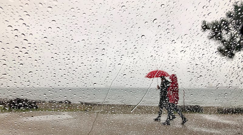 British beach in the rains