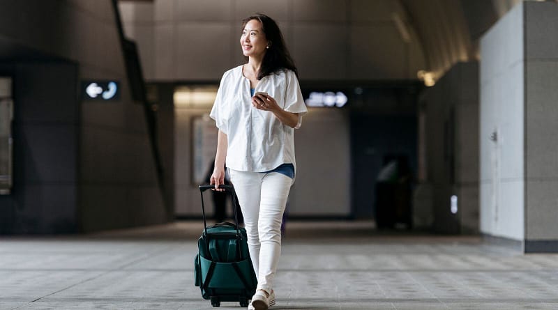 Woman with Luggage bag in airport
